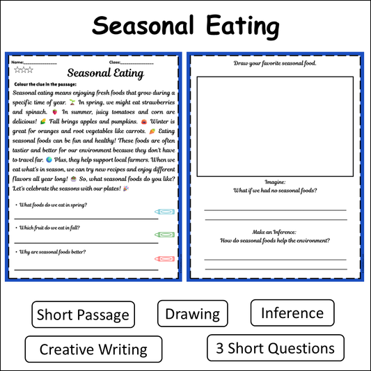 Seasonal Eating | Short Reading Comprehension Creative Worksheet