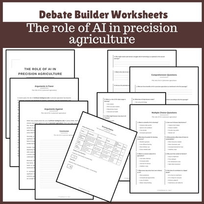 The role of AI in precision agriculture | Favour and Against Worksheet Printable Activity