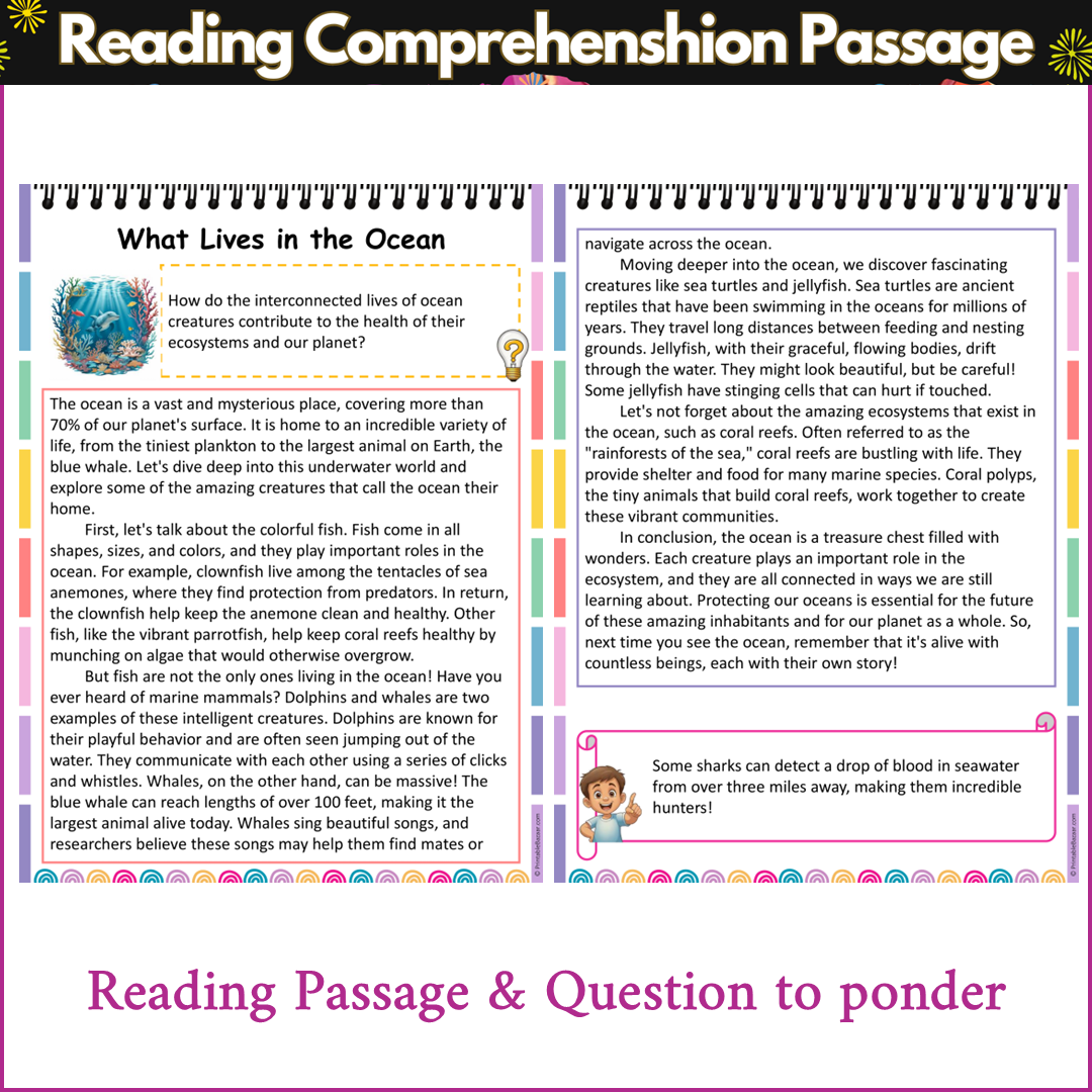 What Lives in the Ocean | Reading Comprehension Passage and Questions