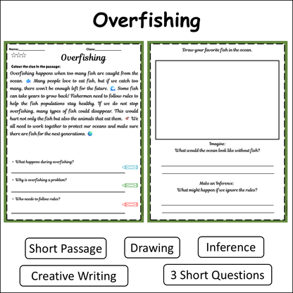 Overfishing | Short Reading Comprehension Creative Worksheet