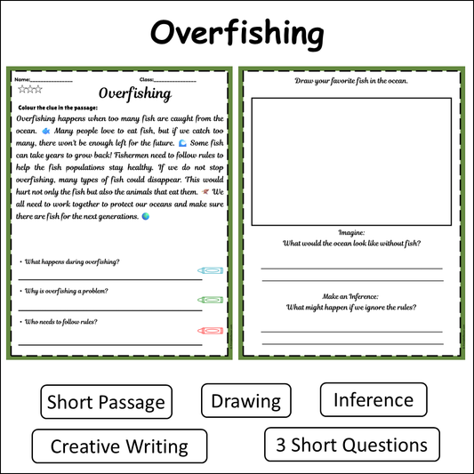 Overfishing | Short Reading Comprehension Creative Worksheet