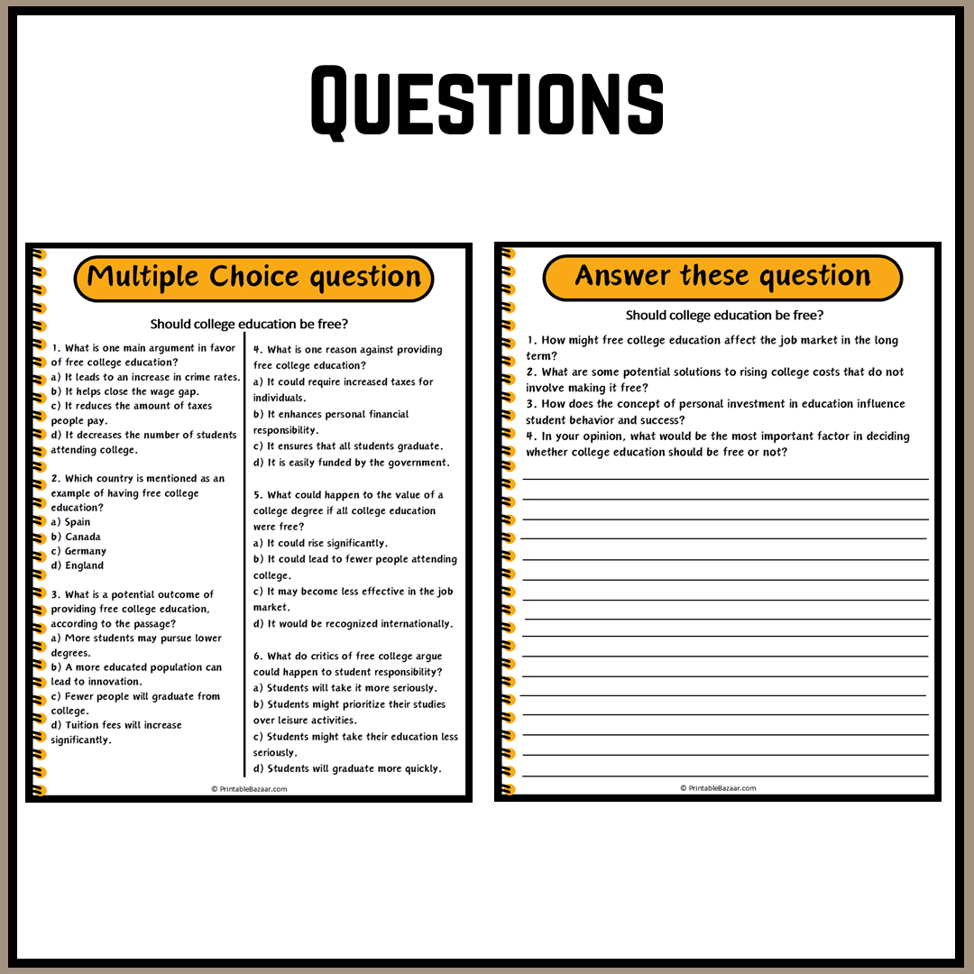 Should college education be free? | Debate Case Study Worksheet