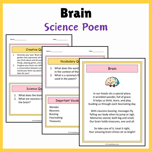 Brain | Science Poem Reading Comprehension Activity