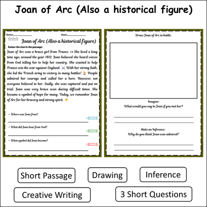 Joan of Arc (Also a historical figure) | Short Reading Comprehension Creative Worksheet