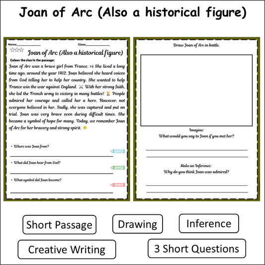Joan of Arc (Also a historical figure) | Short Reading Comprehension Creative Worksheet