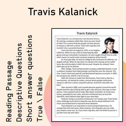 Travis Kalanick | Reading Comprehension Passage Printable Activity