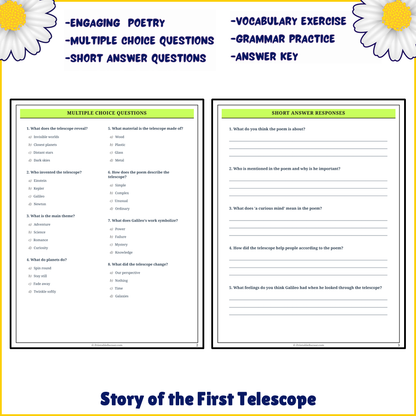 Story of the First Telescope | Poem Grammar Worksheet Printable Activity