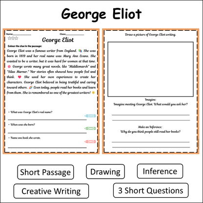 George Eliot | Short Reading Comprehension Creative Worksheet