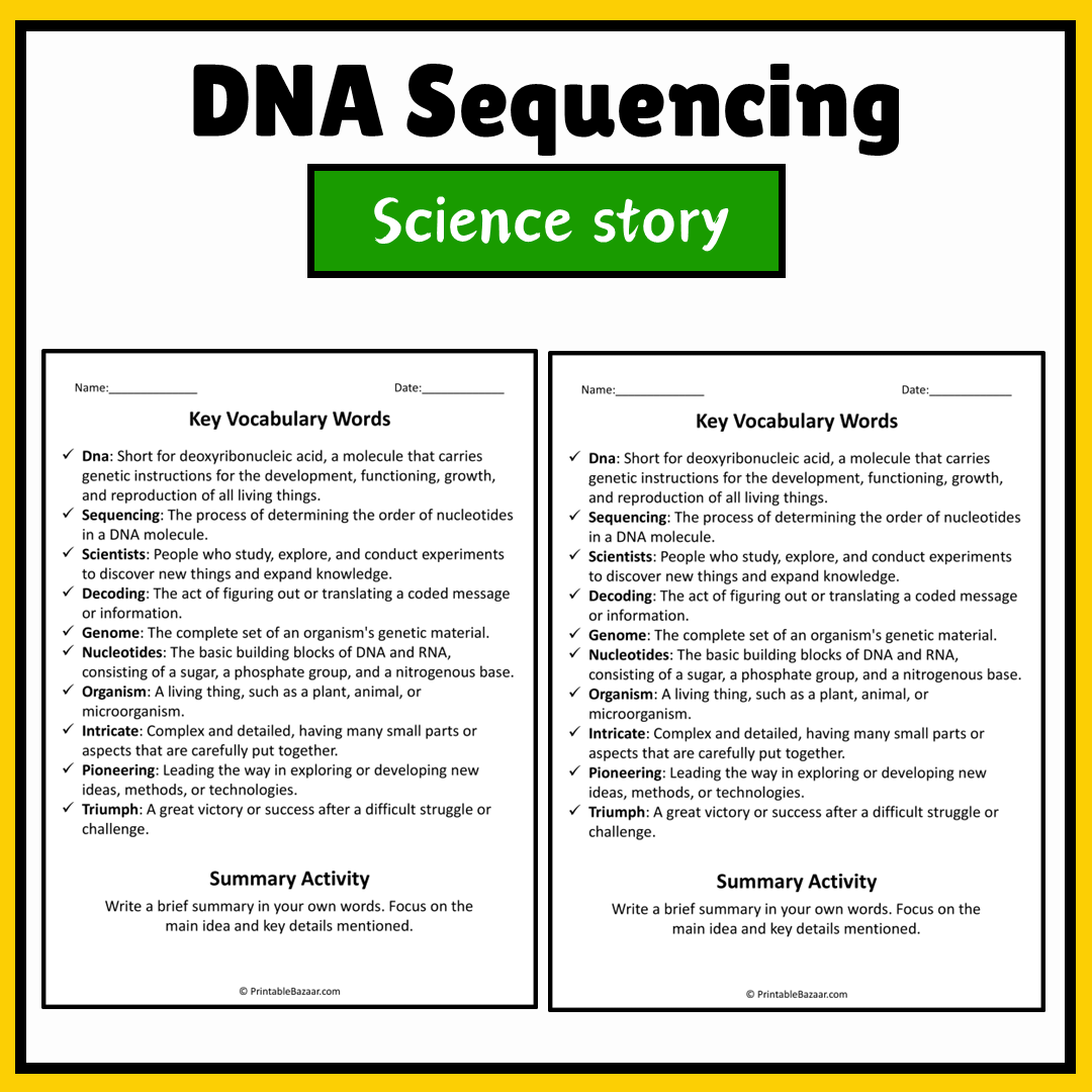 DNA Sequencing | Science Story Reading Comprehension Activity