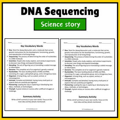 DNA Sequencing | Science Story Reading Comprehension Activity