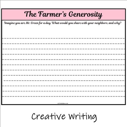 The Farmer’s Generosity | Main Idea and Supporting Details Reading Passage and Questions