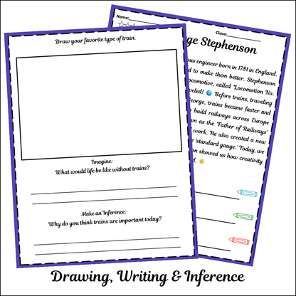 George Stephenson | Short Reading Comprehension Creative Worksheet