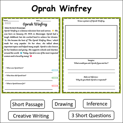 Oprah Winfrey | Short Reading Comprehension Creative Worksheet