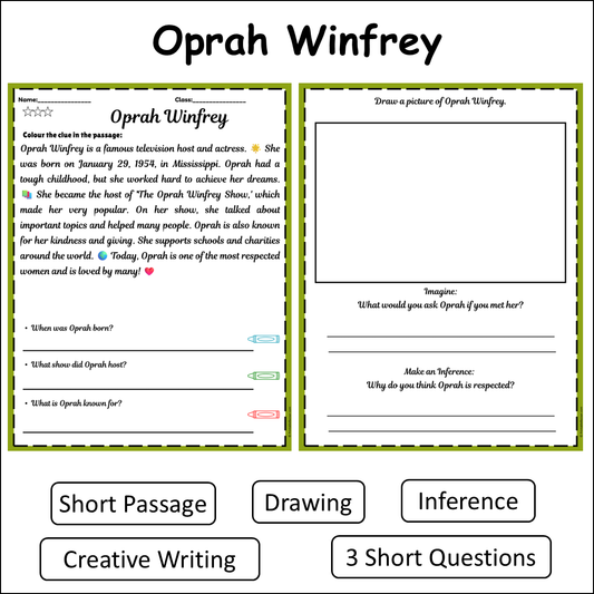 Oprah Winfrey | Short Reading Comprehension Creative Worksheet