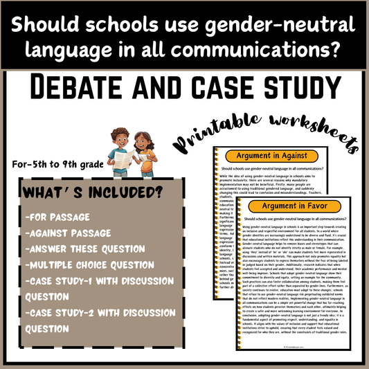 Should schools use gender-neutral language in all communications? | Debate Case Study Worksheet