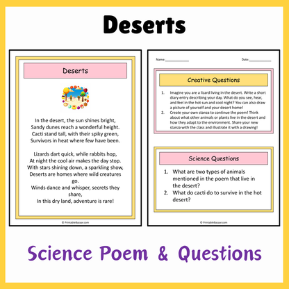 Deserts | Science Poem Reading Comprehension Activity