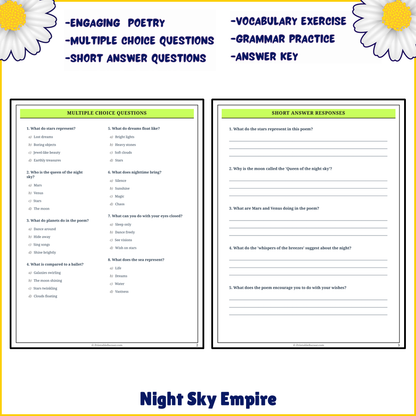 Night Sky Empire | Poem Grammar Worksheet Printable Activity