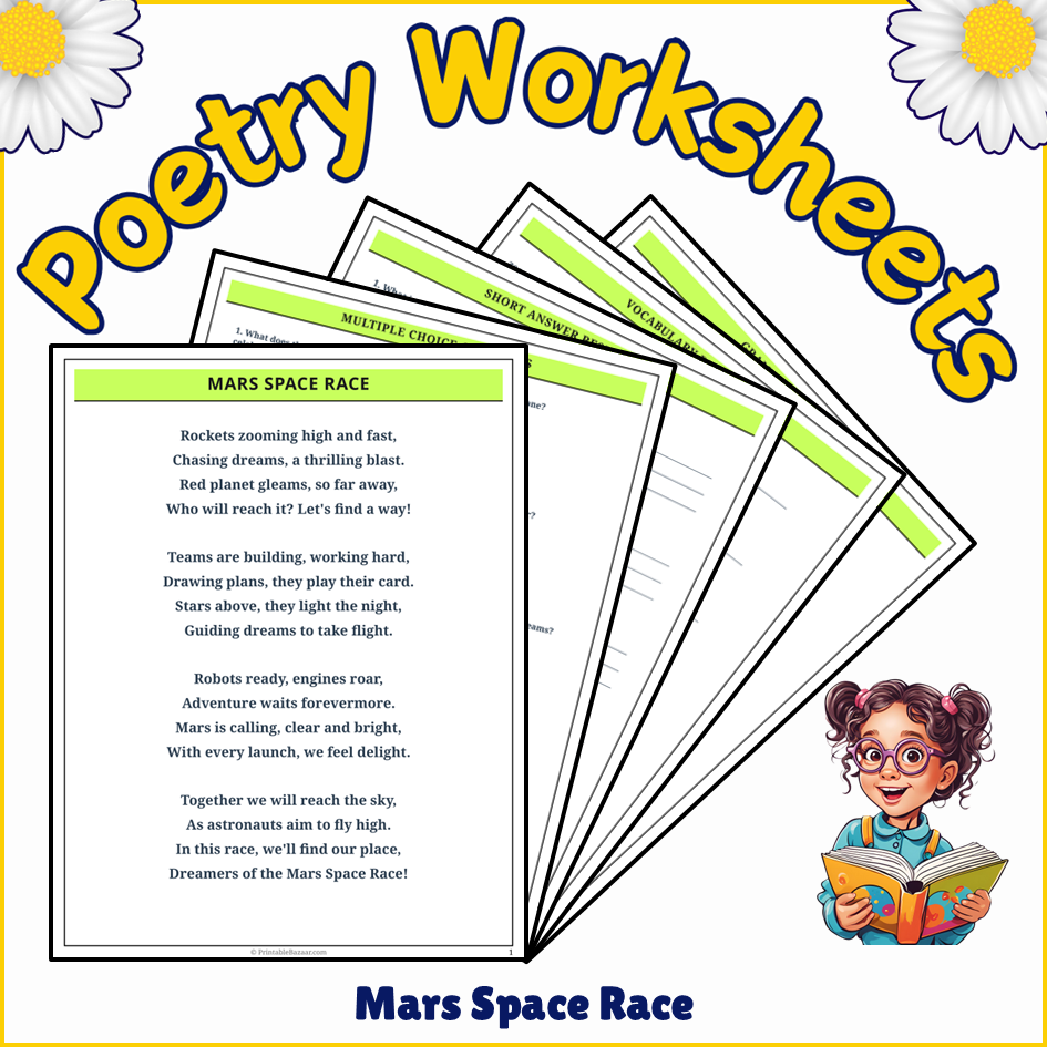 Mars Space Race | Poem Grammar Worksheet Printable Activity