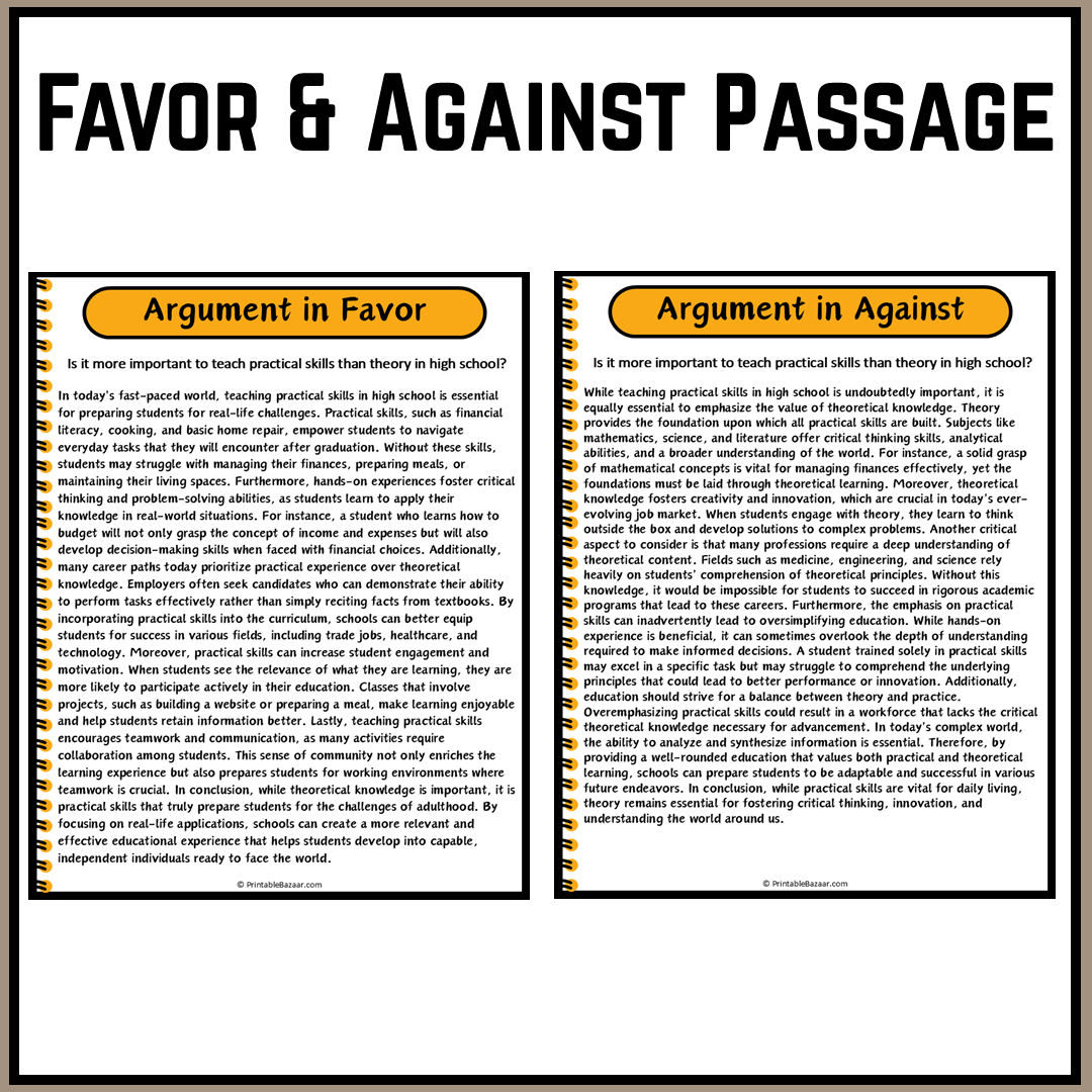 Is it more important to teach practical skills than theory in high school? | Debate Case Study Worksheet