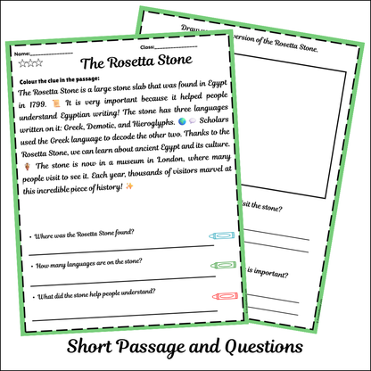 The Rosetta Stone | Short Reading Comprehension Creative Worksheet