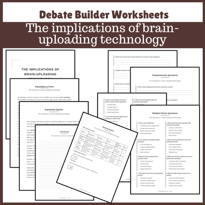 The implications of brain-uploading technology | Favour and Against Worksheet Printable Activity