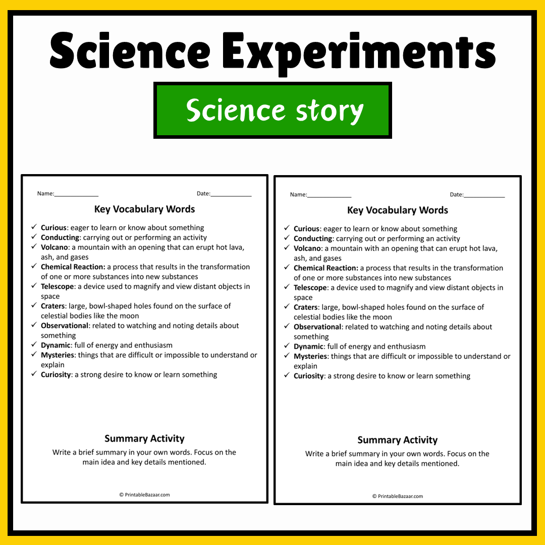 Science Experiments | Science Story Reading Comprehension Activity