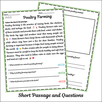 Poultry Farming | Short Reading Comprehension Creative Worksheet