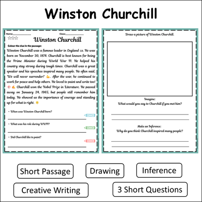 Winston Churchill | Short Reading Comprehension Creative Worksheet