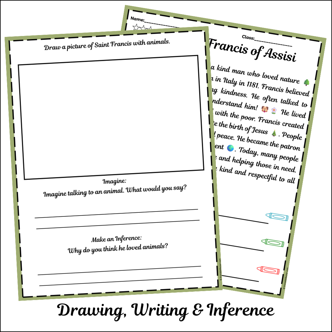 Saint Francis of Assisi | Short Reading Comprehension Creative Worksheet