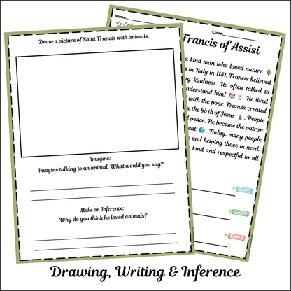 Saint Francis of Assisi | Short Reading Comprehension Creative Worksheet