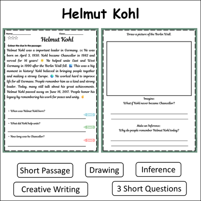 Helmut Kohl | Short Reading Comprehension Creative Worksheet