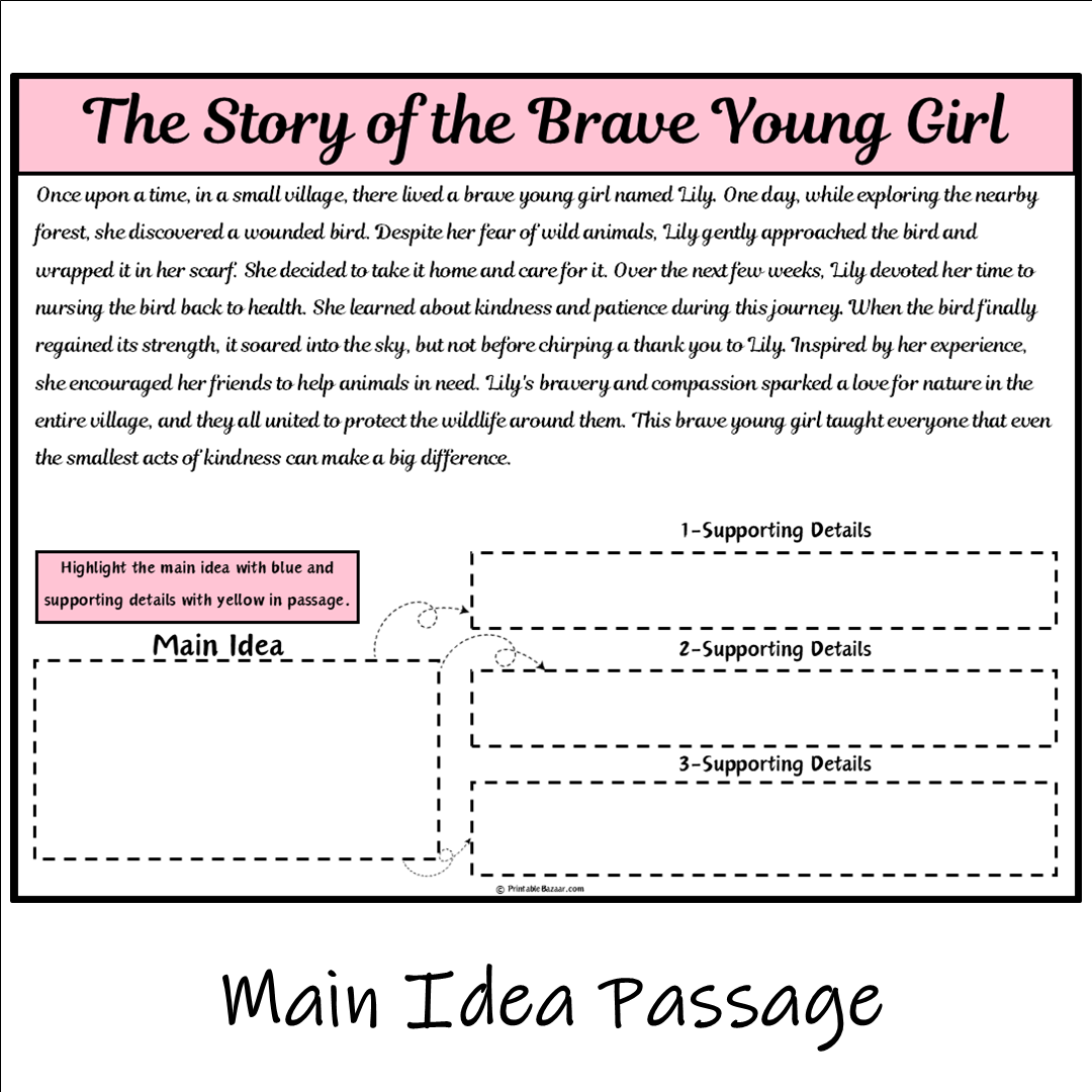 The Story of the Brave Young Girl | Main Idea and Supporting Details Reading Passage and Questions