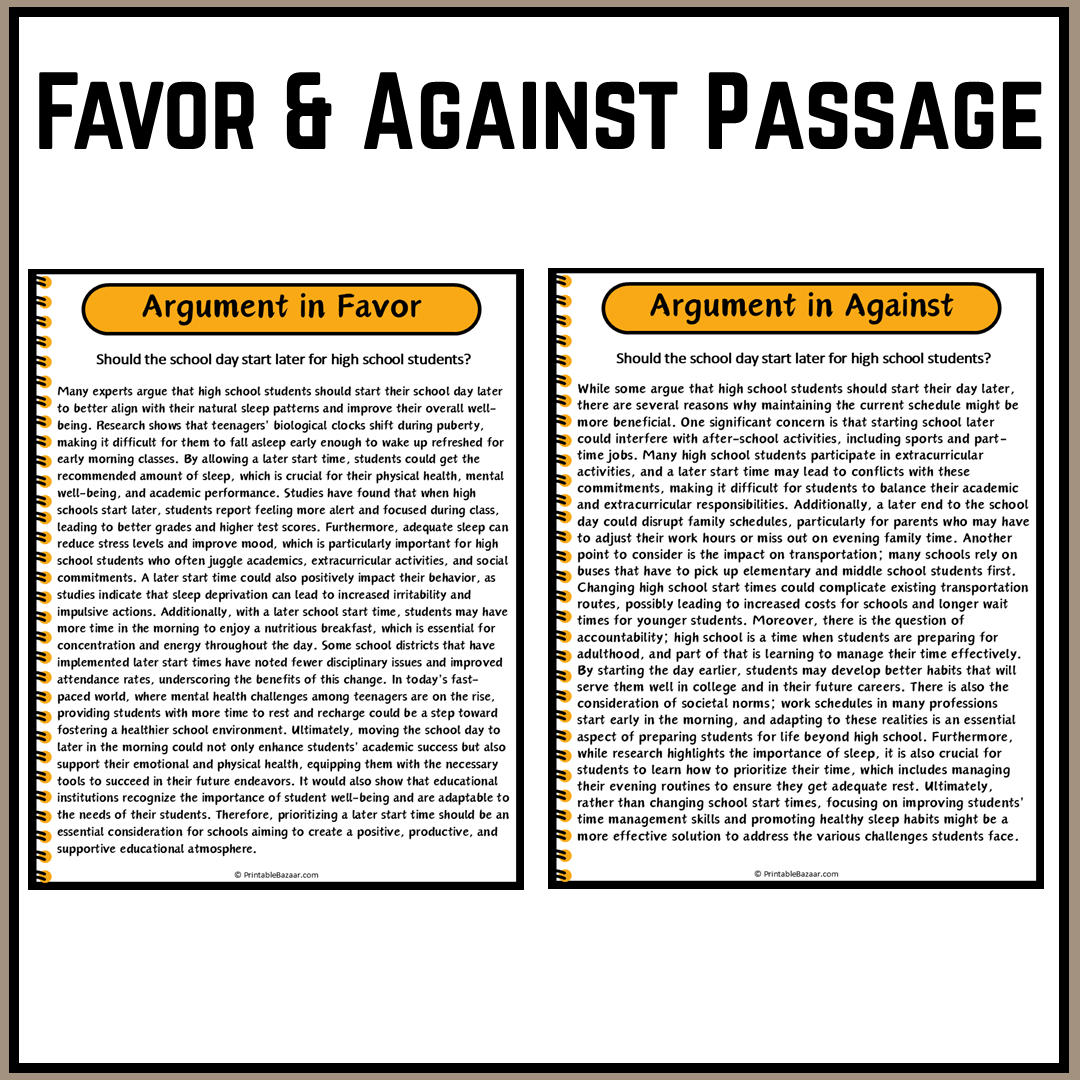 Should the school day start later for high school students? | Debate Case Study Worksheet