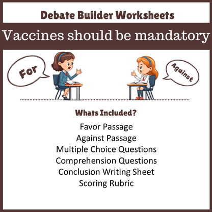 Vaccines should be mandatory | Favour and Against Worksheet Printable Activity