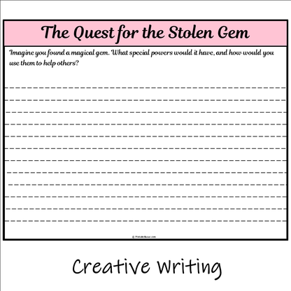 The Quest for the Stolen Gem | Main Idea and Supporting Details Reading Passage and Questions