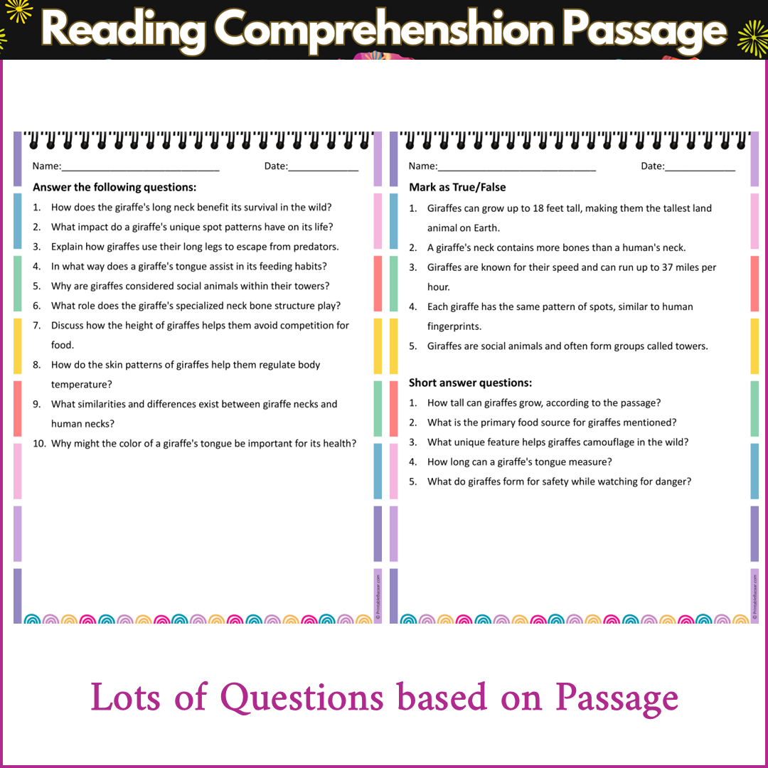 Anatomy of a Giraffe | Reading Comprehension Passage and Questions