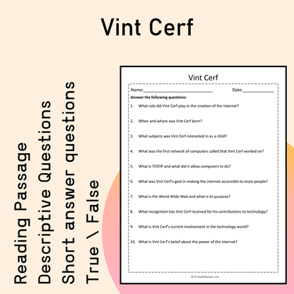 Vint Cerf | Reading Comprehension Passage Printable Activity