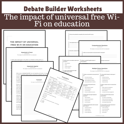 The impact of universal free Wi-Fi on education | Favour and Against Worksheet Printable Activity