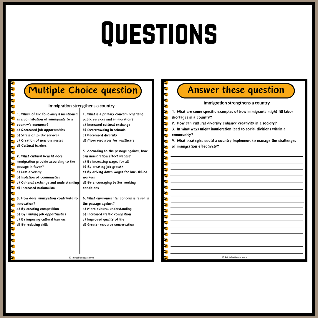 Immigration strengthens a country | Debate Case Study Worksheet