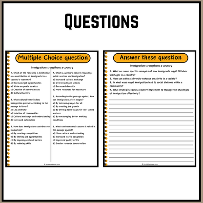 Immigration strengthens a country | Debate Case Study Worksheet