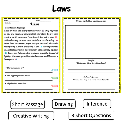 Laws | Short Reading Comprehension Creative Worksheet