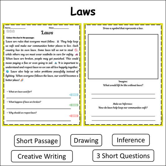 Laws | Short Reading Comprehension Creative Worksheet