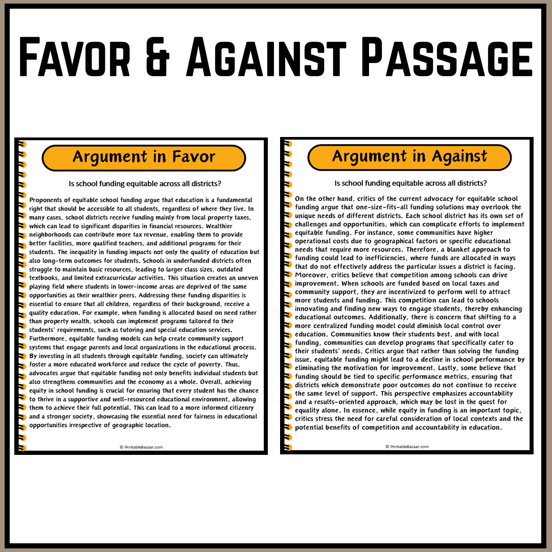 Is school funding equitable across all districts? | Debate Case Study Worksheet