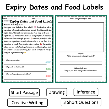 Expiry Dates and Food Labels | Short Reading Comprehension Creative Worksheet