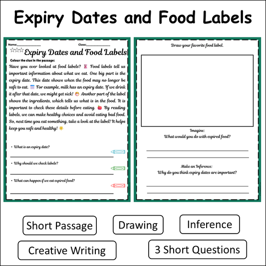 Expiry Dates and Food Labels | Short Reading Comprehension Creative Worksheet
