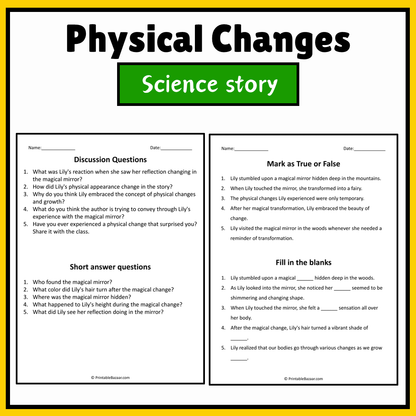 Physical Changes | Science Story Reading Comprehension Activity