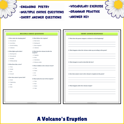 A Volcano's Eruption | Poem Grammar Worksheet Printable Activity