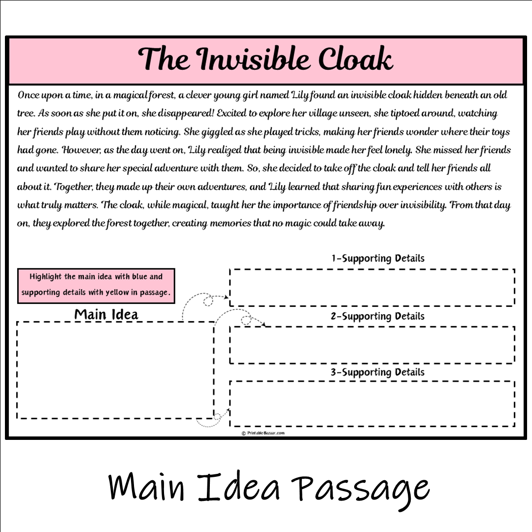 The Invisible Cloak | Main Idea and Supporting Details Reading Passage and Questions