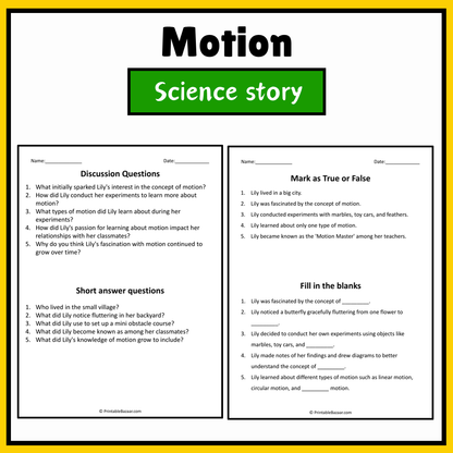 Motion | Science Story Reading Comprehension Activity