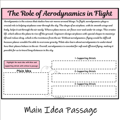 The Role of Aerodynamics in Flight | Main Idea and Supporting Details Reading Passage and Questions